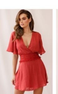 Angel sleeve Embroidered dress NWT